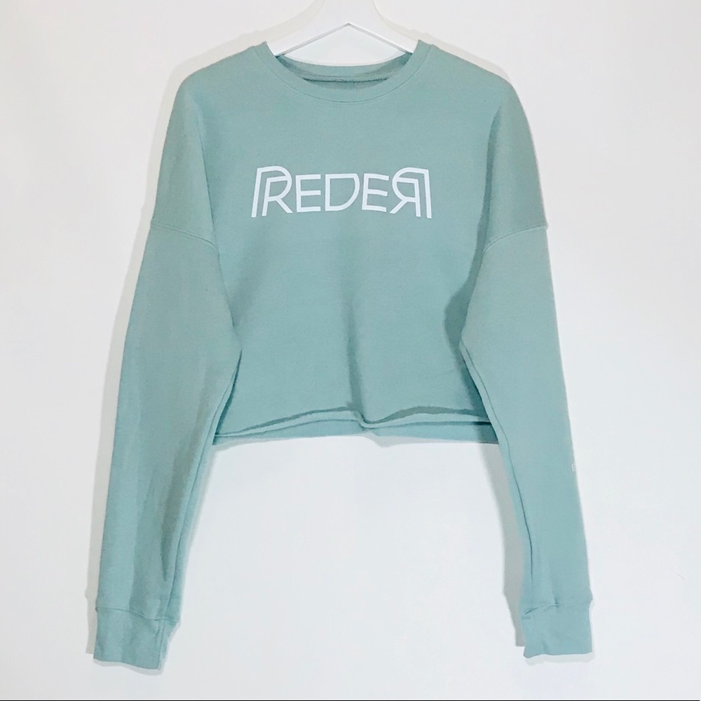 Reder Brand Cropped Crewneck Sweater Light Blue